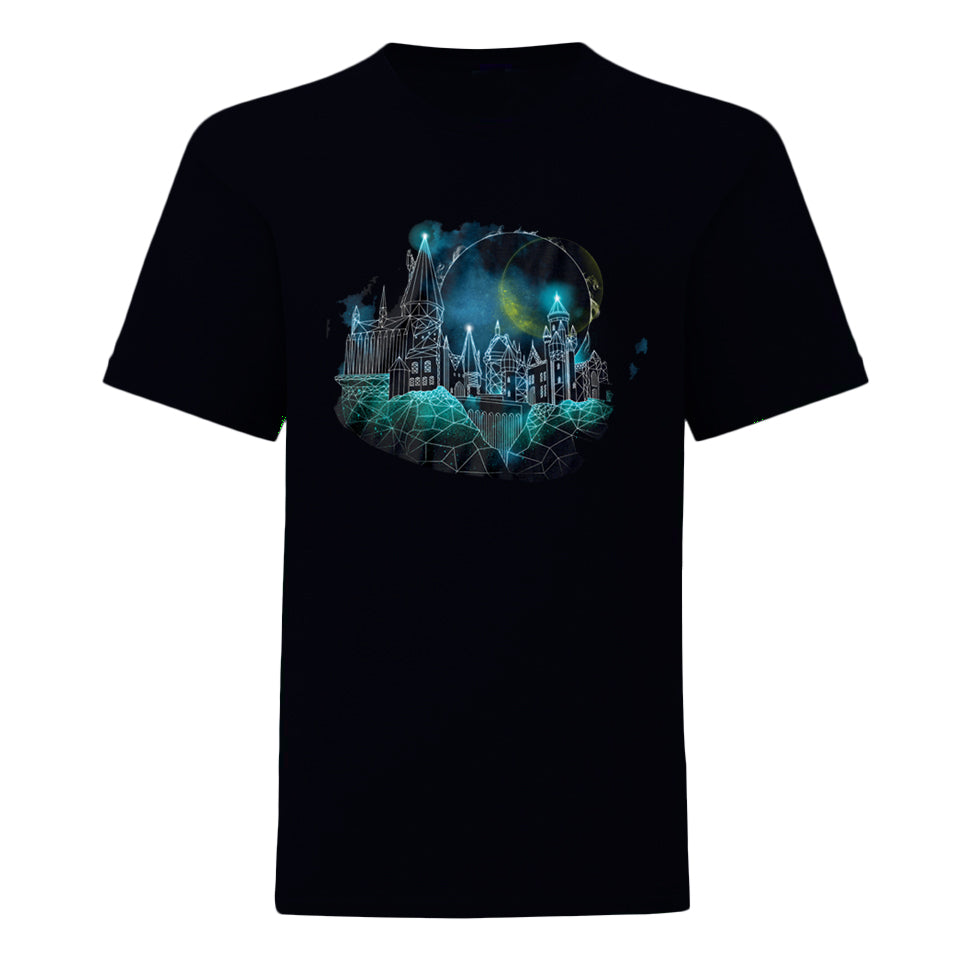 Black - Front - Harry Potter Mens Hogwarts Wireframe T-Shirt
