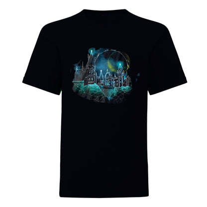 Black - Front - Harry Potter Mens Hogwarts Wireframe T-Shirt