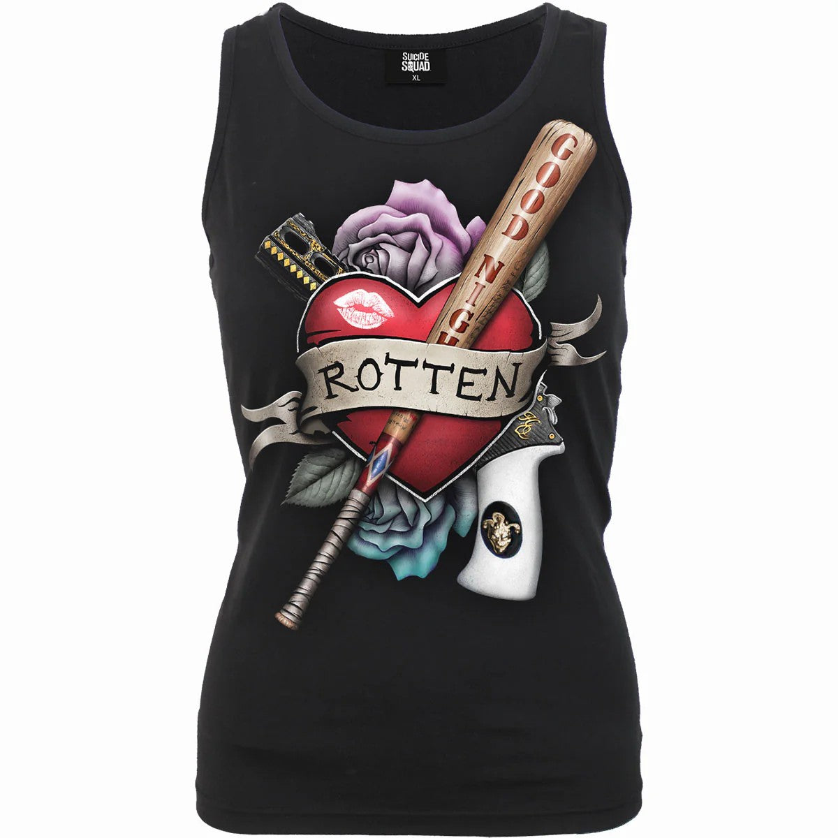 Black - Front - Spiral Direct Womens-Ladies Rotten Harley Quinn Razor Back Tank Top