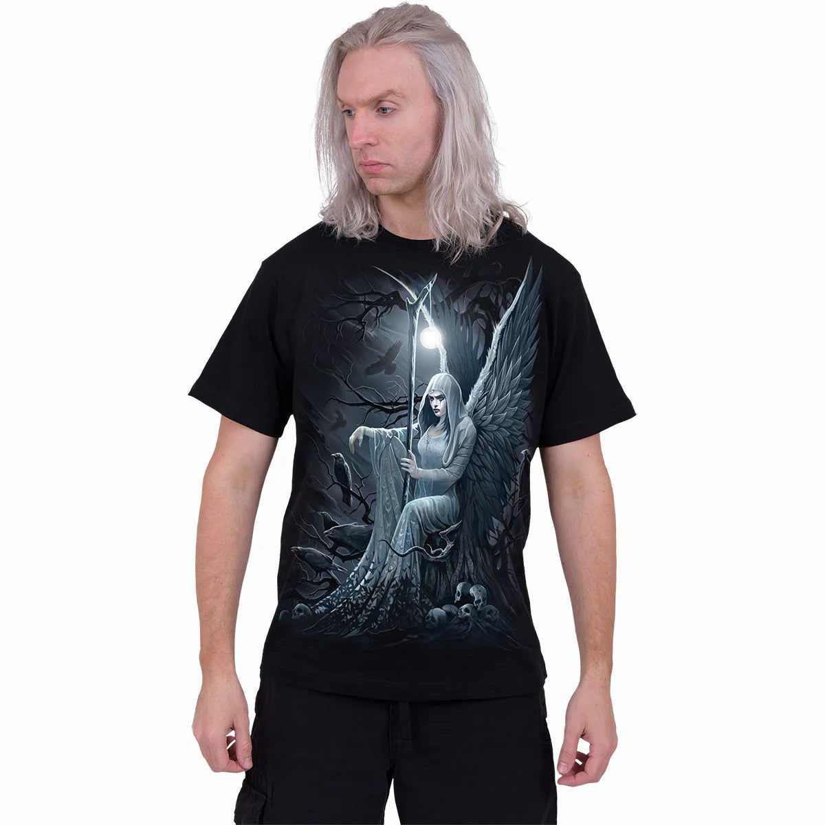 Black - Side - Spiral Direct Unisex Adult Ethereal Angel T-Shirt