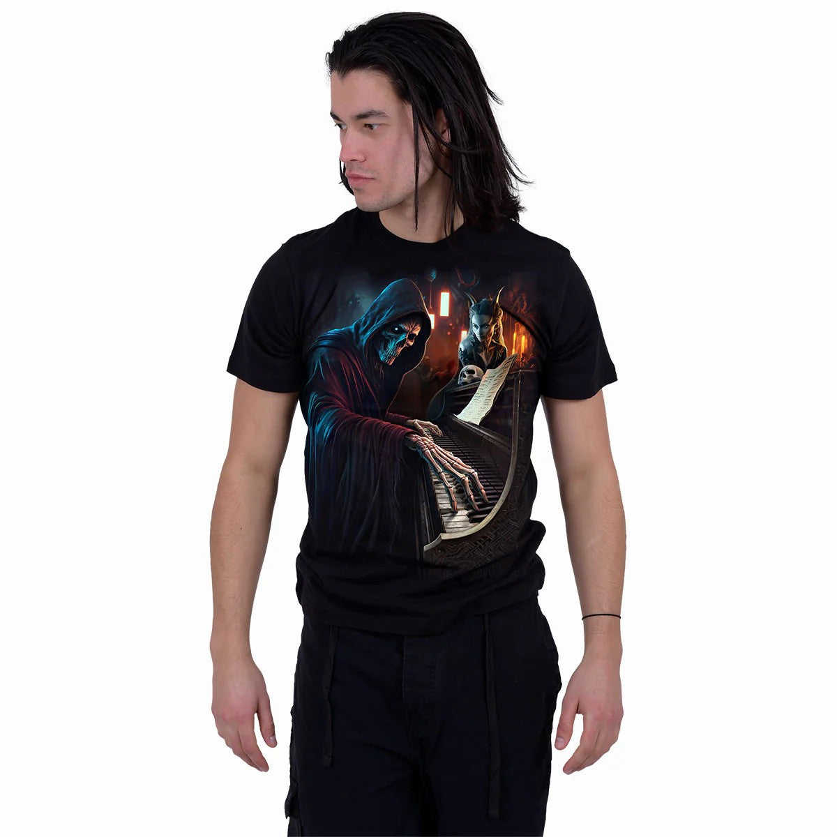 Black - Side - Spiral Direct Unisex Adult Midnight Blues Short-Sleeved T-Shirt