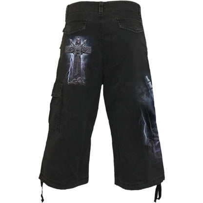 Black - Back - Spiral Direct Unisex Adult Rock Eternal Vintage Cargo Shorts