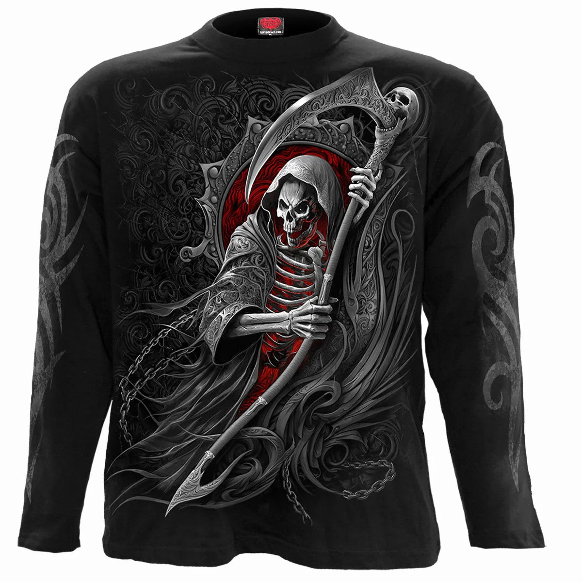 Black - Front - Spiral Direct Unisex Adult Reaper´s Portal Long-Sleeved T-Shirt
