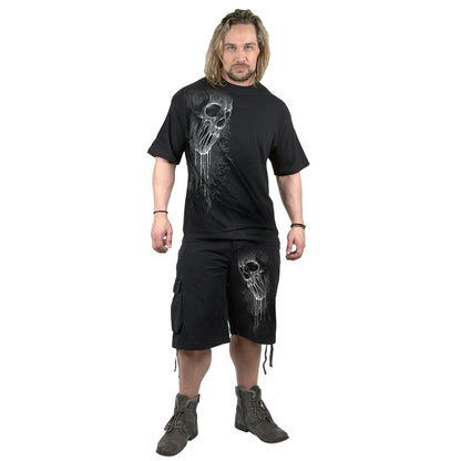 Black - Side - Spiral Direct Unisex Adult Bat Curse Cargo Shorts