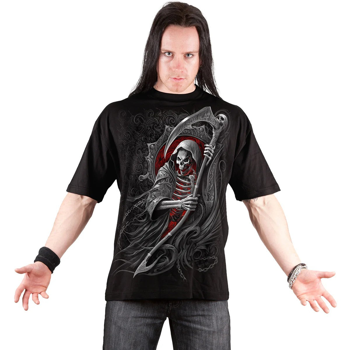 Black - Side - Spiral Direct Unisex Adult Reaper´s Portal T-Shirt