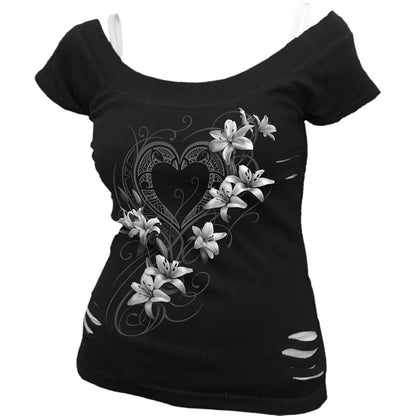 Black - Front - Spiral Direct Womens-Ladies Pure Of Heart Top