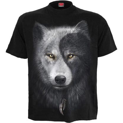 Black - Front - Spiral Direct Unisex Adult Wolf Chi T-Shirt