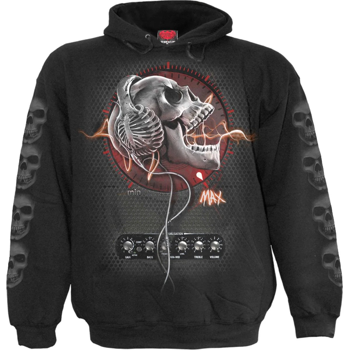 Black - Front - Spiral Direct Childrens-Kids Never Too Loud Drawstring Hoodie