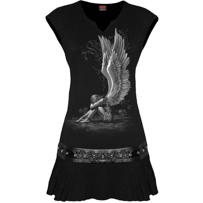 Black - Front - Spiral Direct Womens-Ladies Enslaved Angel Studded Mini Dress