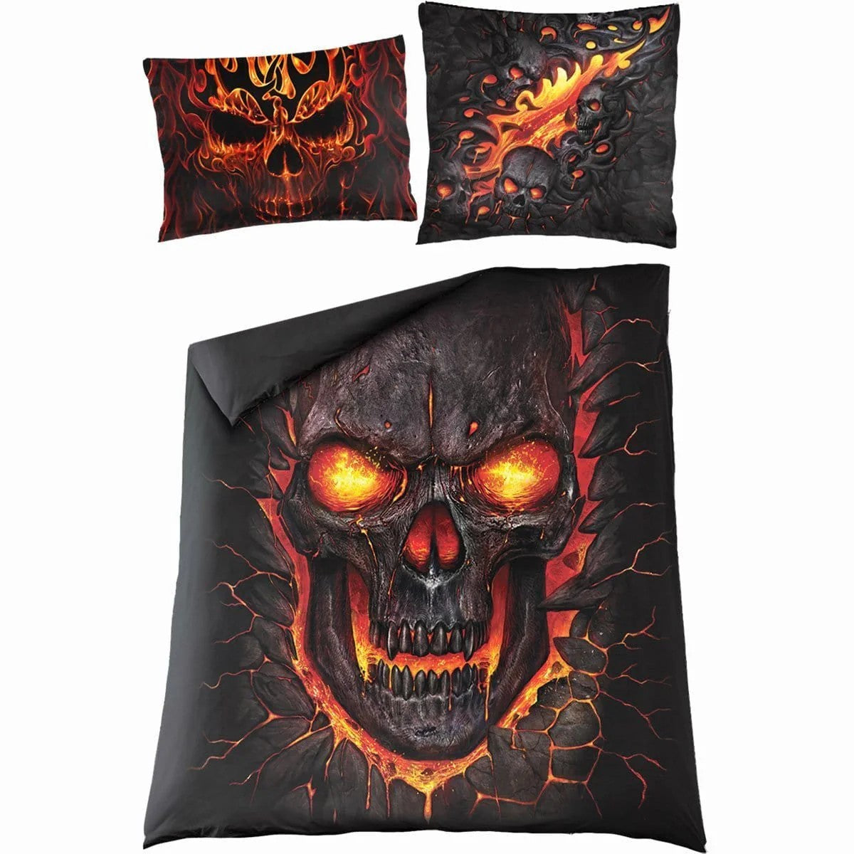 Black - Front - Spiral Direct Skull Blast Duvet Cover Set
