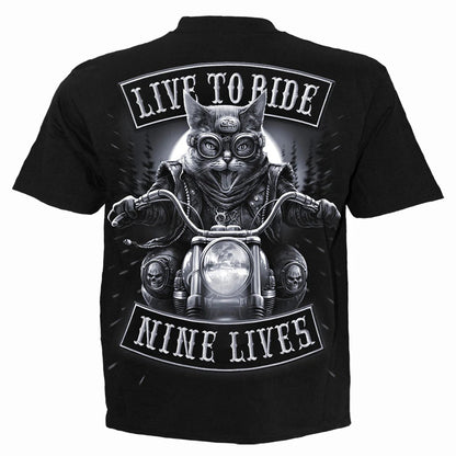 Black - Back - Spiral Direct Unisex Adult Nine Lives Short-Sleeved T-Shirt