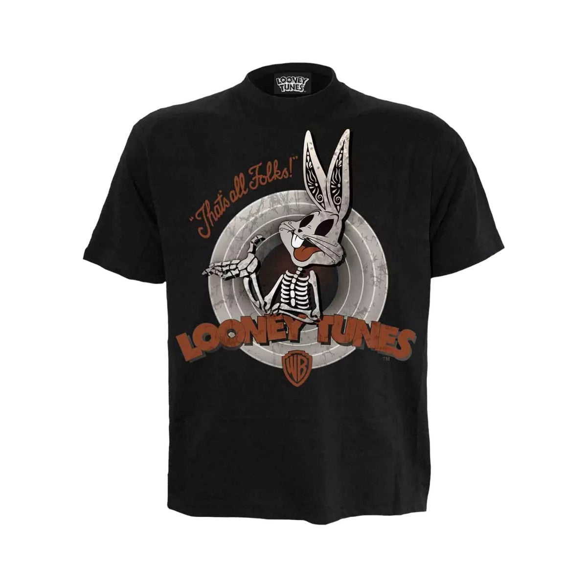 Black - Front - Looney Tunes Unisex Adult Bugs Bunny Skull T-Shirt