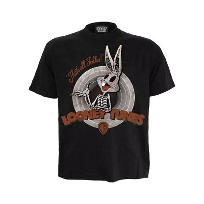 Black - Front - Looney Tunes Unisex Adult Bugs Bunny Skull T-Shirt