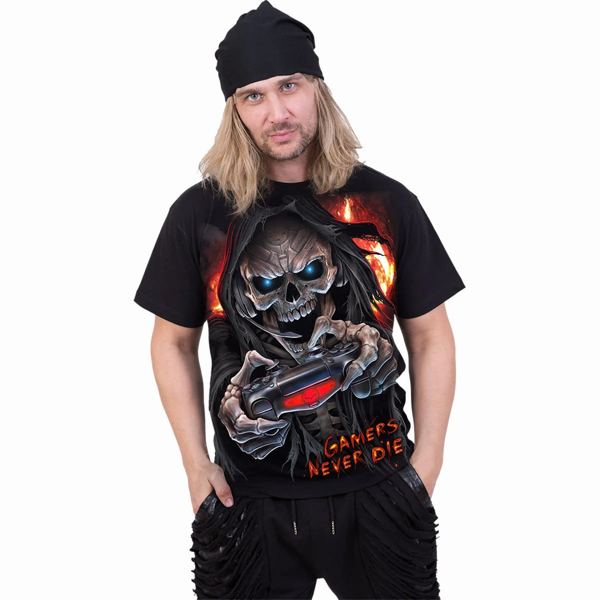 Black - Side - Spiral Direct Unisex Adult Respawn T-Shirt