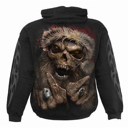 Black - Back - Spiral Direct Unisex Adult Rock Santa Hoodie