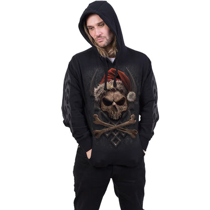 Black - Side - Spiral Direct Unisex Adult Rock Santa Hoodie