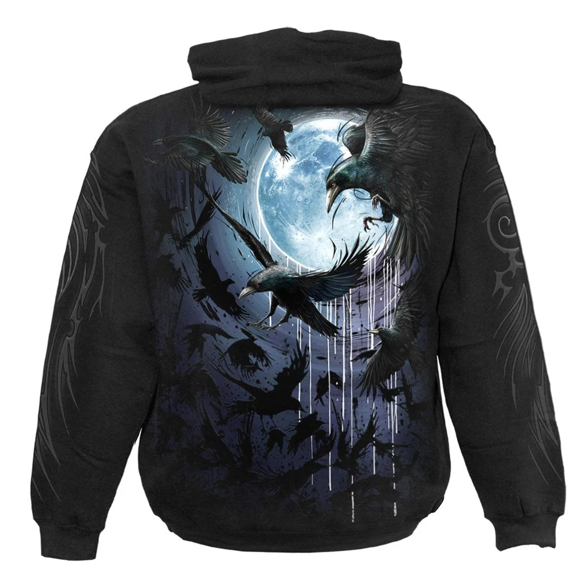 Black - Back - Spiral Direct Unisex Adult Crow Moon Hoodie