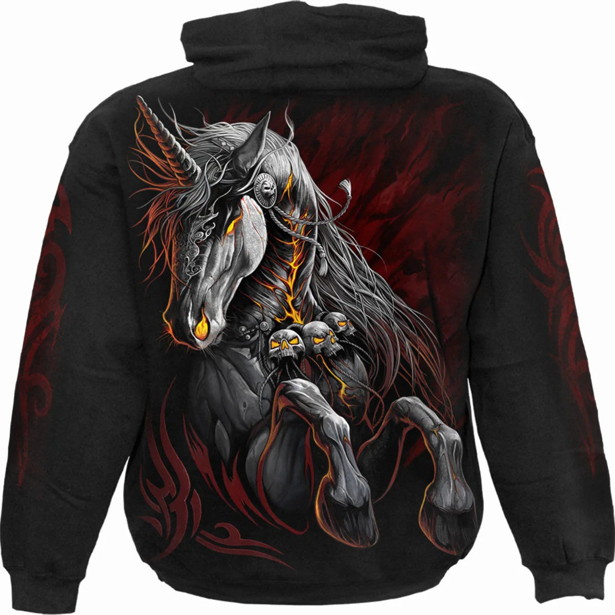 Black - Back - Spiral Direct Unisex Adult Infernal Unicorn Hoodie