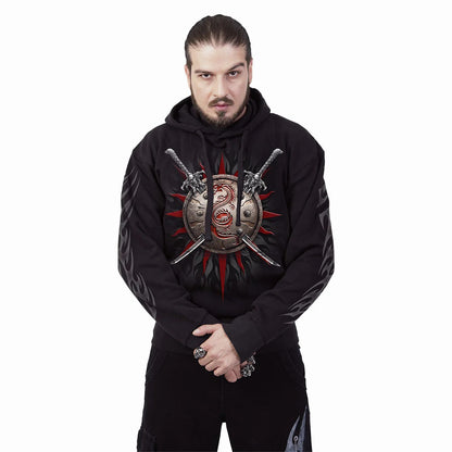 Black - Side - Spiral Direct Unisex Adult Oriental Dragon Hoodie