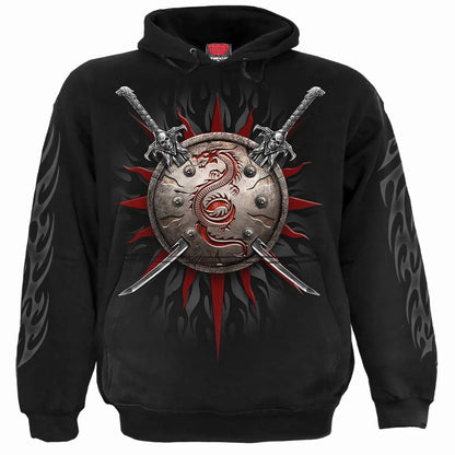 Black - Front - Spiral Direct Unisex Adult Oriental Dragon Hoodie