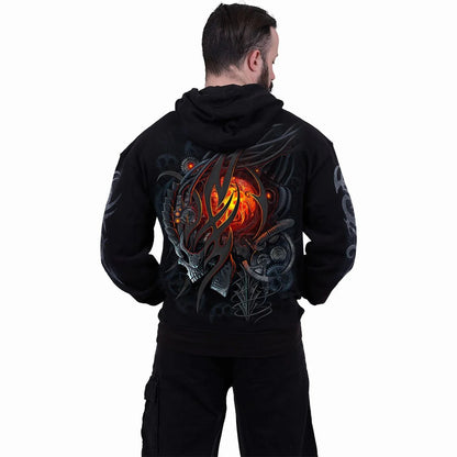 Black - Side - Spiral Direct Womens-Ladies Steampunk Skull Hoodie