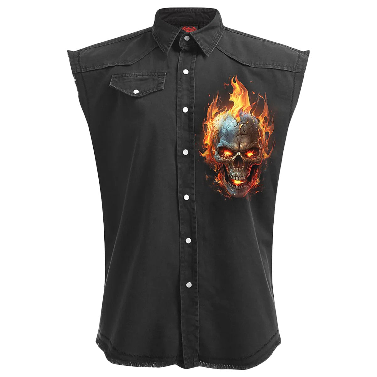 Black - Front - Spiral Direct Unisex Adult Night Rider Stone Wash Sleeveless Shirt