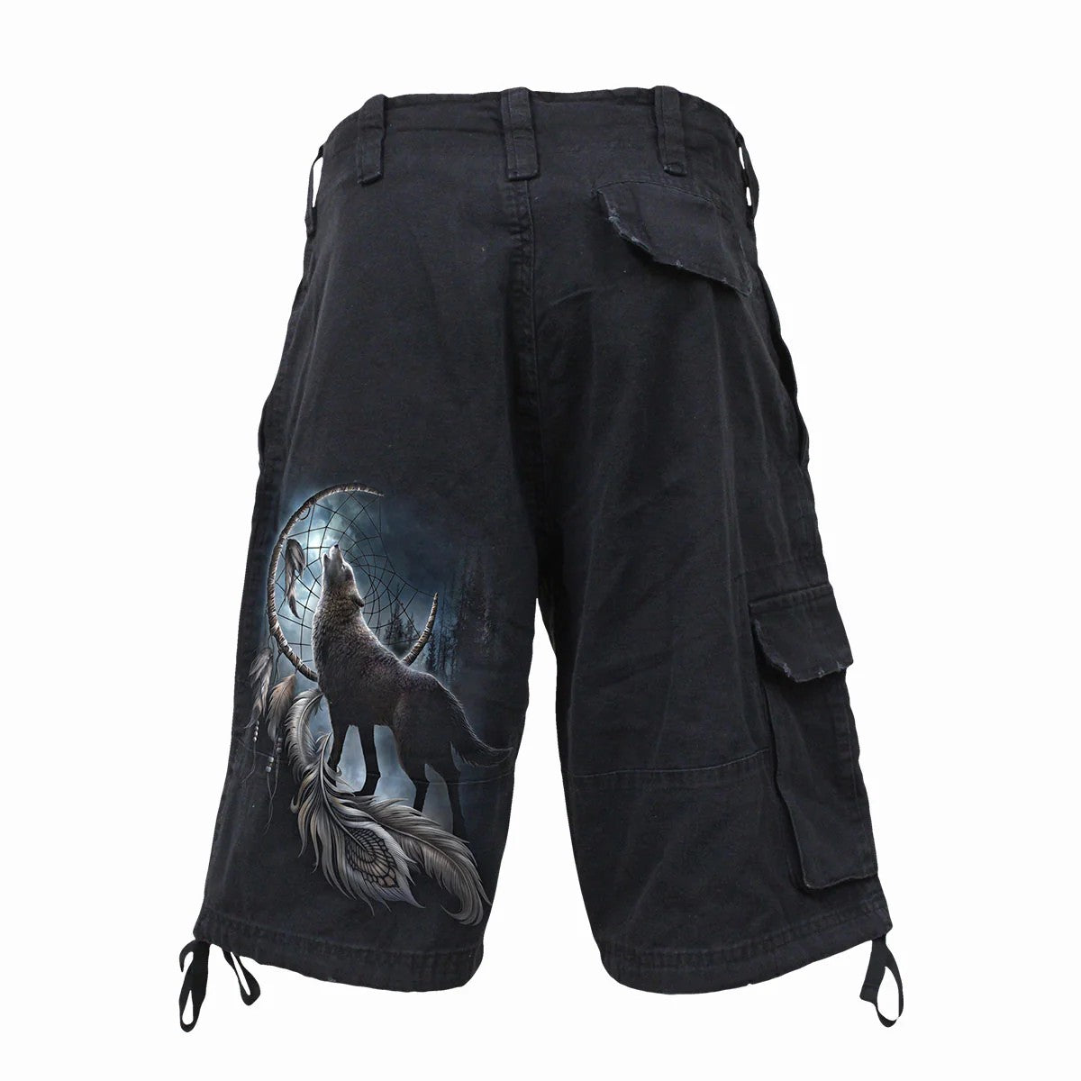 Black - Back - Spiral Direct Unisex Adult From Darkness Vintage Cargo Shorts