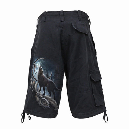 Black - Back - Spiral Direct Unisex Adult From Darkness Vintage Cargo Shorts