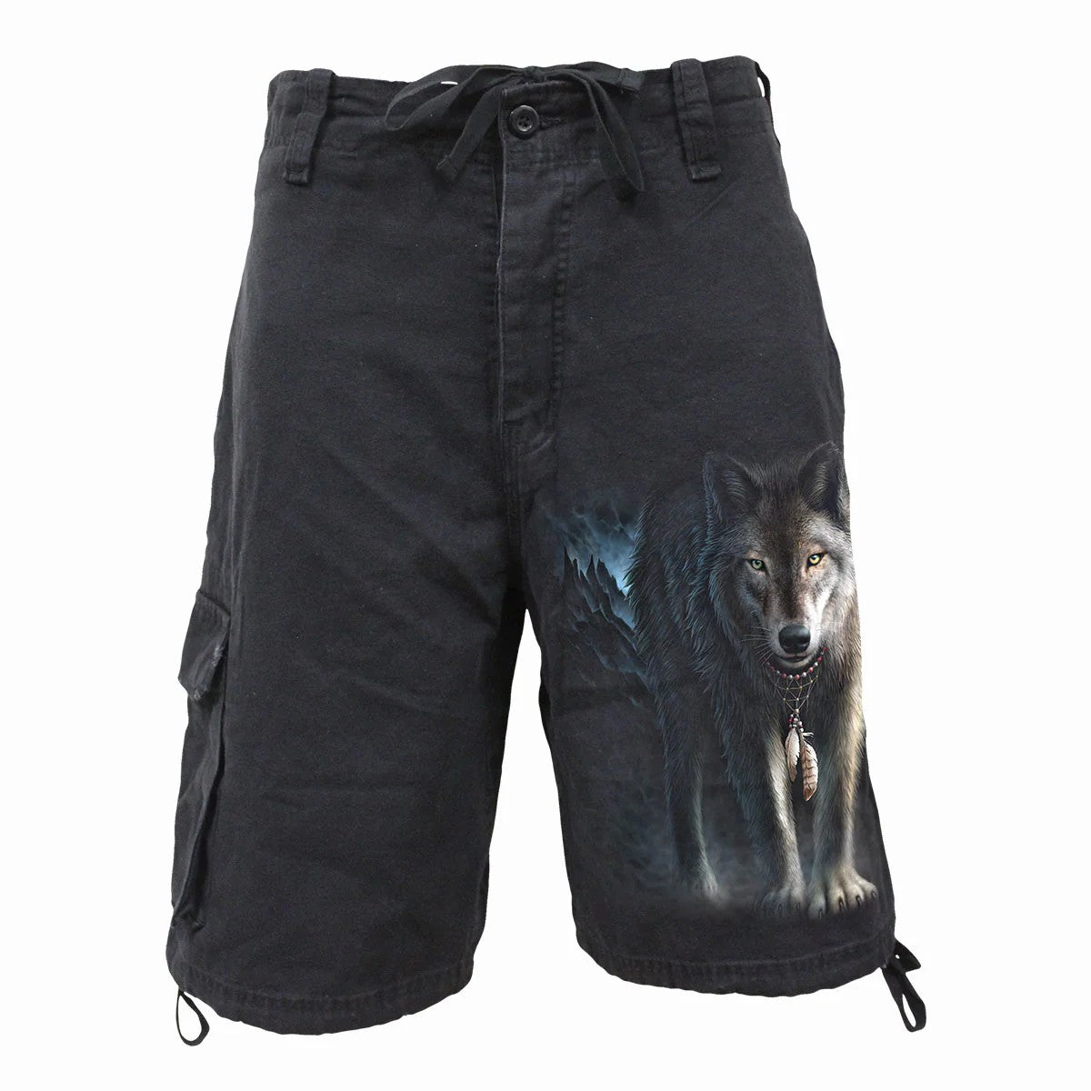 Black - Front - Spiral Direct Unisex Adult From Darkness Vintage Cargo Shorts
