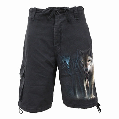 Black - Front - Spiral Direct Unisex Adult From Darkness Vintage Cargo Shorts