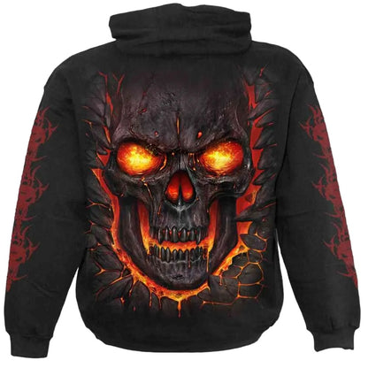 Black - Back - Spiral Direct Unisex Adult Skull Lava Hoodie