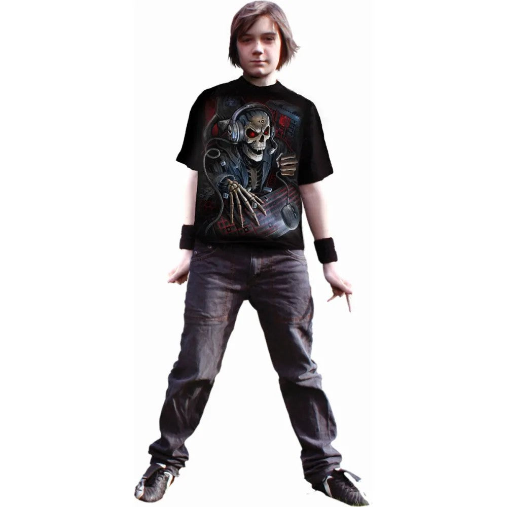 Black - Side - Spiral Direct Childrens-Kids PC Gamer T-Shirt