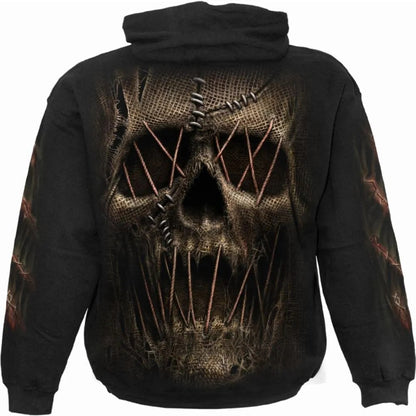 Black - Back - Spiral Direct Unisex Adult Thread Scare Hoodie