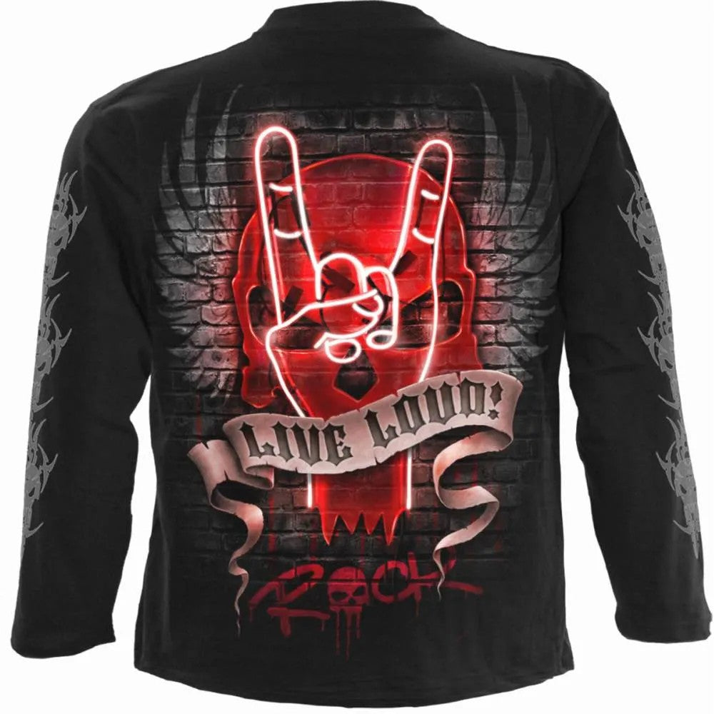 Black - Back - Spiral Direct Unisex Adult Live Loud Long-Sleeved T-Shirt