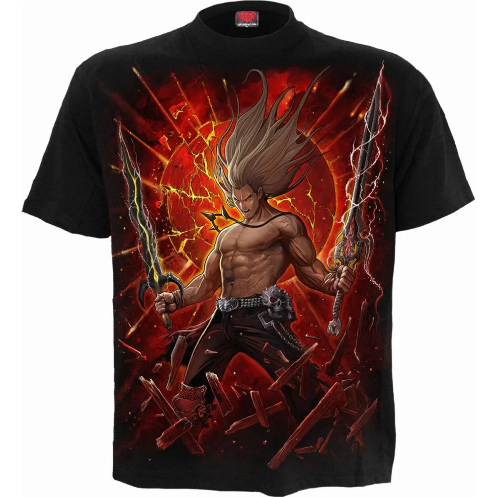 Black - Front - Spiral Direct Unisex Adult Takeo Blade T-Shirt