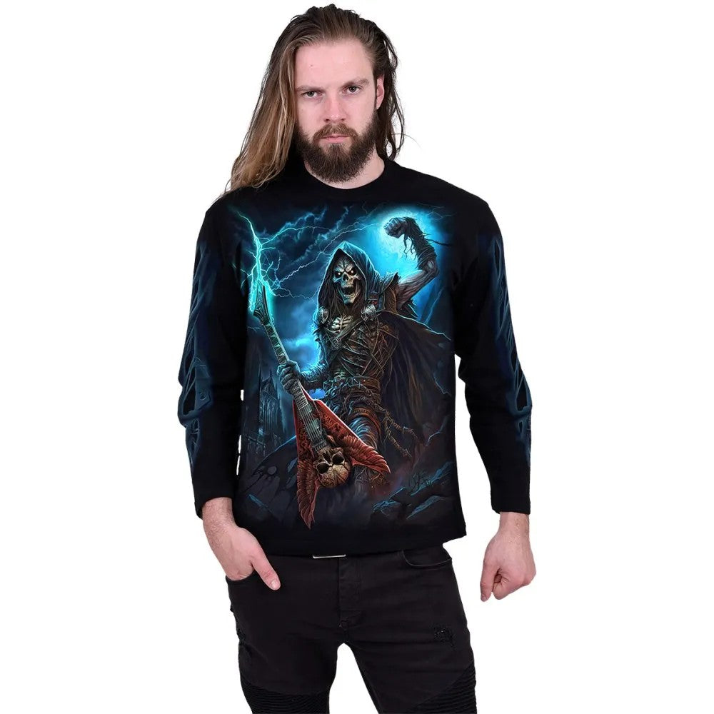 Black - Side - Spiral Direct Unisex Adult Dead Metal Long-Sleeved T-Shirt