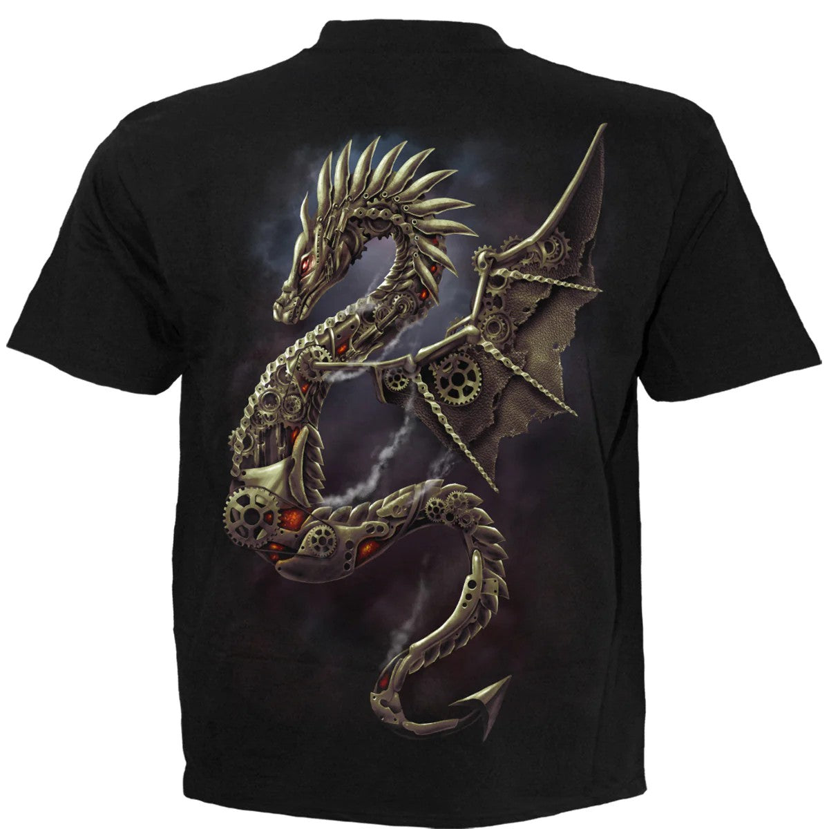 Black - Back - Spiral Direct Unisex Adult Dragon Cogs T-Shirt