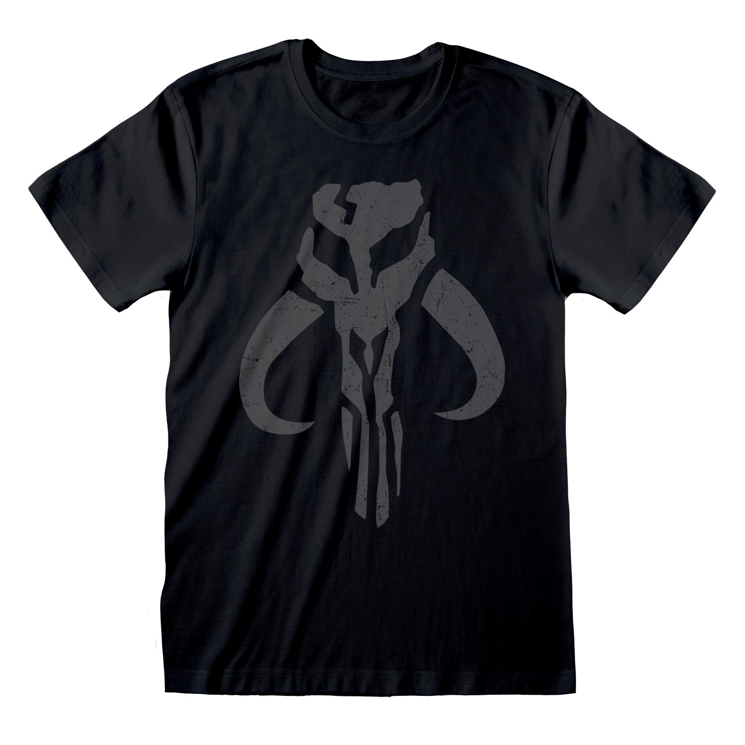 Black - Side - Star Wars: The Mandalorian Unisex Adult Distressed T-Shirt