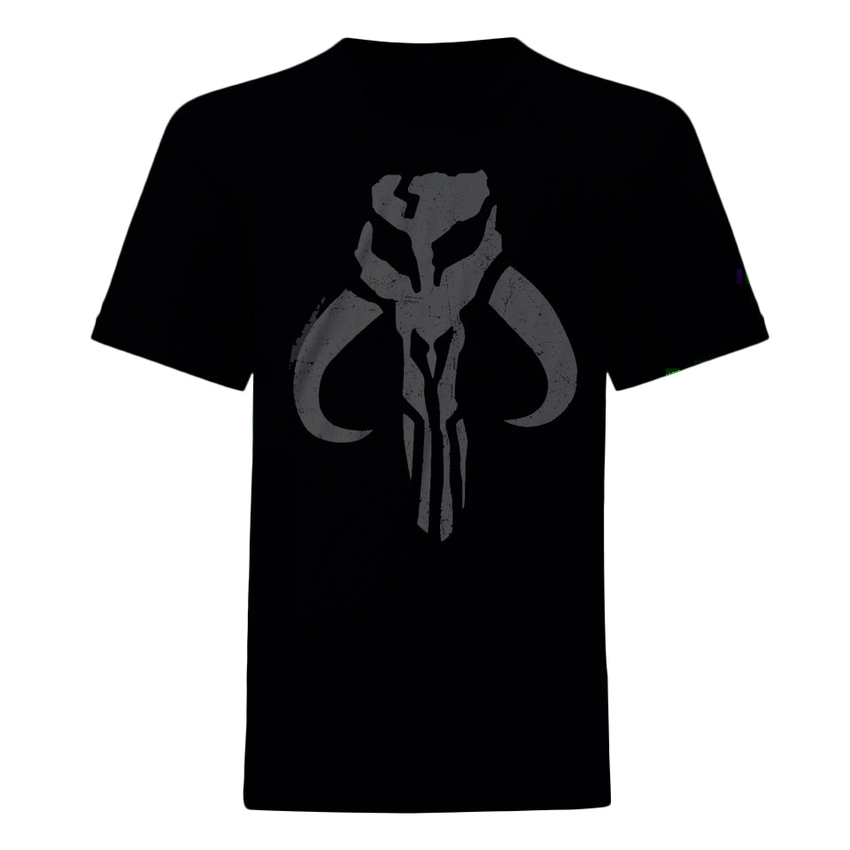 Black - Front - Star Wars: The Mandalorian Unisex Adult Distressed T-Shirt