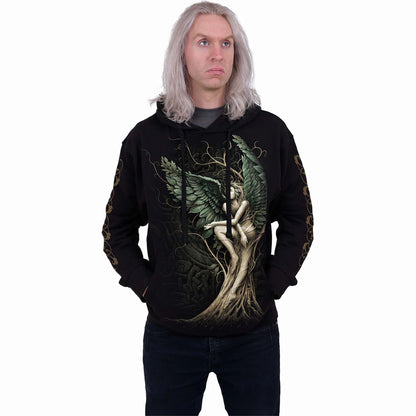 Black - Side - Spiral Direct Unisex Adult Woodland Queen Hoodie
