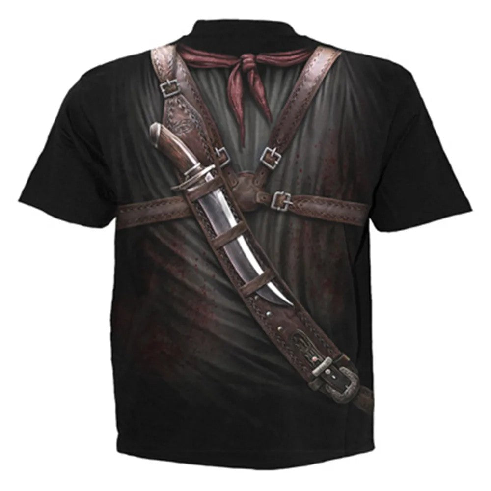 Black - Back - Spiral Direct Unisex Adult Holster Wrap T-Shirt