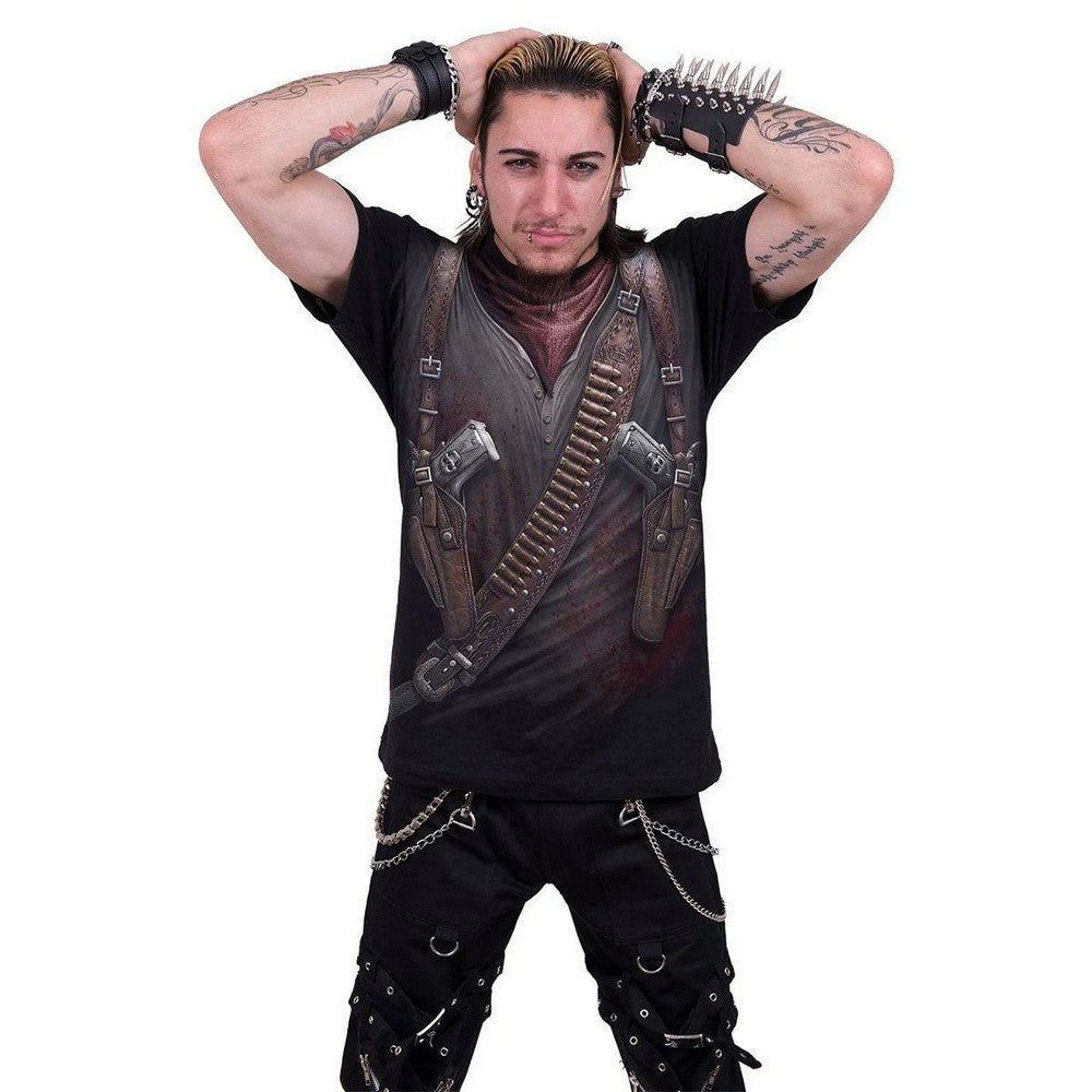 Black - Pack Shot - Spiral Direct Unisex Adult Holster Wrap T-Shirt