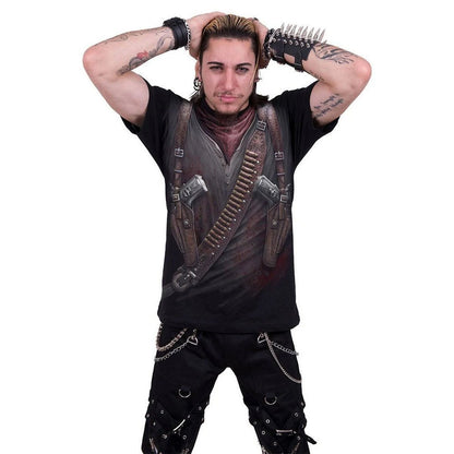 Black - Pack Shot - Spiral Direct Unisex Adult Holster Wrap T-Shirt