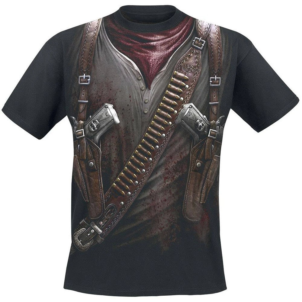 Black - Front - Spiral Direct Unisex Adult Holster Wrap T-Shirt