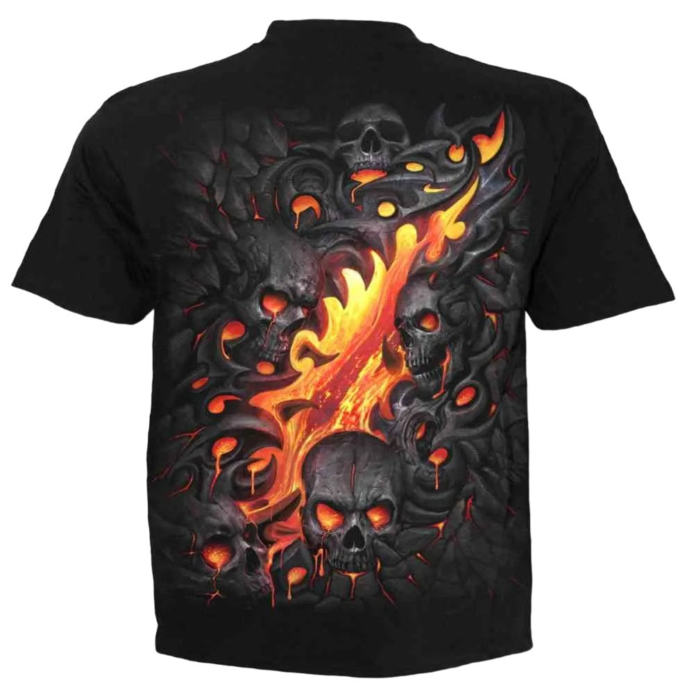 Black - Back - Spiral Direct Unisex Adult Skull Lava T-Shirt