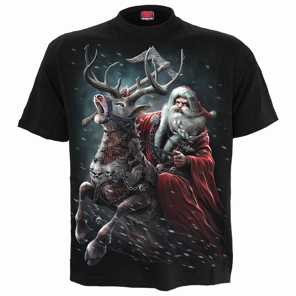 Black - Front - Spiral Direct Unisex Adult Sleigher T-Shirt