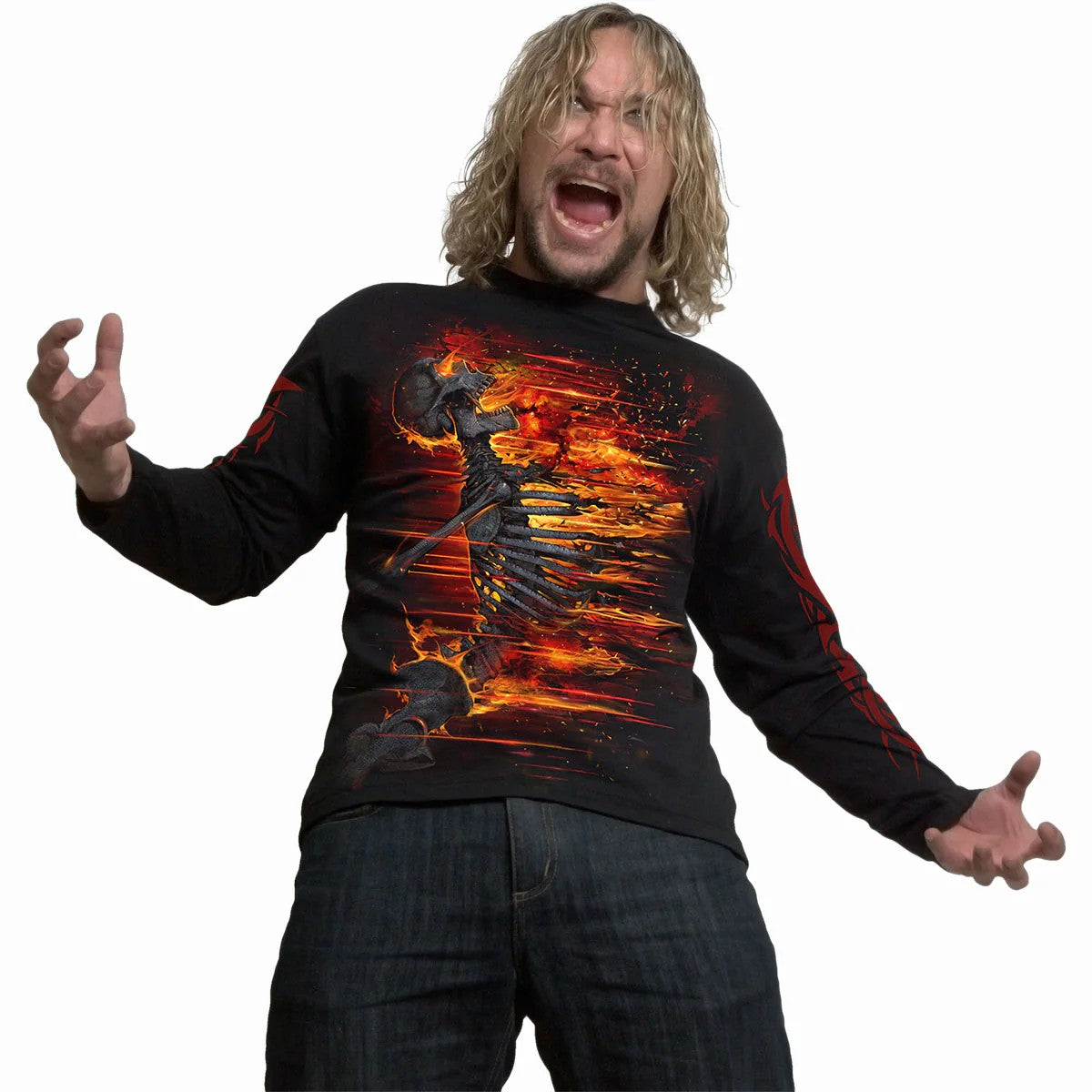 Black - Side - Spiral Direct Unisex Adult Atomic Blast Long-Sleeved T-Shirt