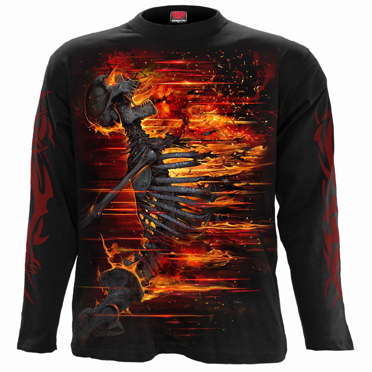 Black - Front - Spiral Direct Unisex Adult Atomic Blast Long-Sleeved T-Shirt