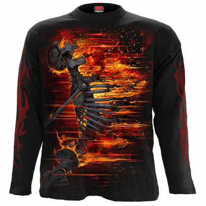 Black - Front - Spiral Direct Unisex Adult Atomic Blast Long-Sleeved T-Shirt