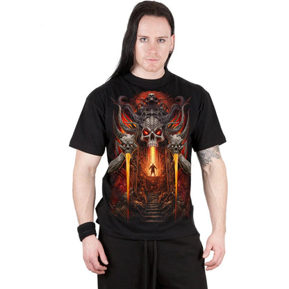 Black - Side - Spiral Direct Unisex Adult Gates Of Hell T-Shirt